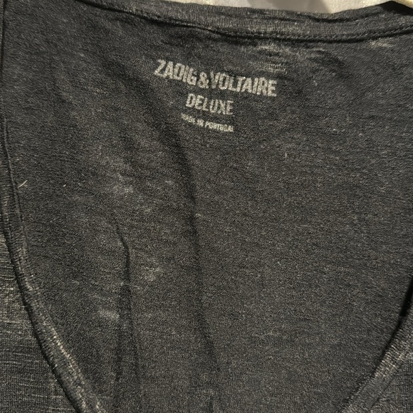 Zadig & Voltaire black Skull V Neck T shirt size Large - Picture 2 of 4